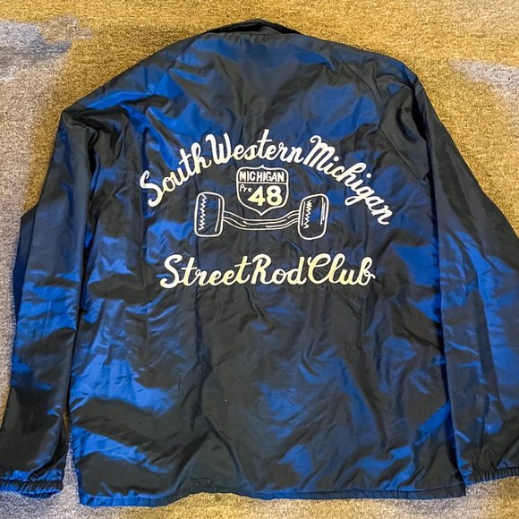 King Louie Street Rod Club vintage nylon customized lined windbreaker L 44-46 - Picture 1 of 14